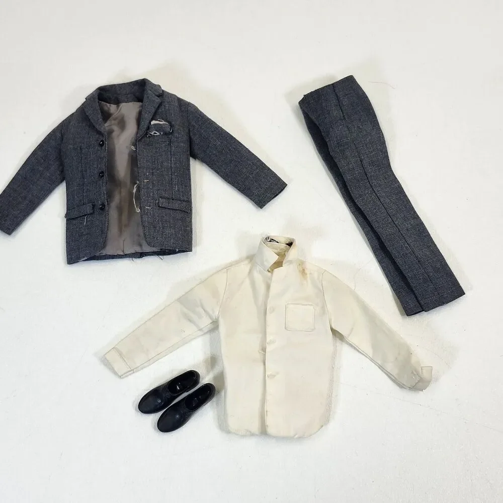 Vintage 1961 Flocked Ken Doll Mattel Wardrobe Lot Case Tagged Outfits